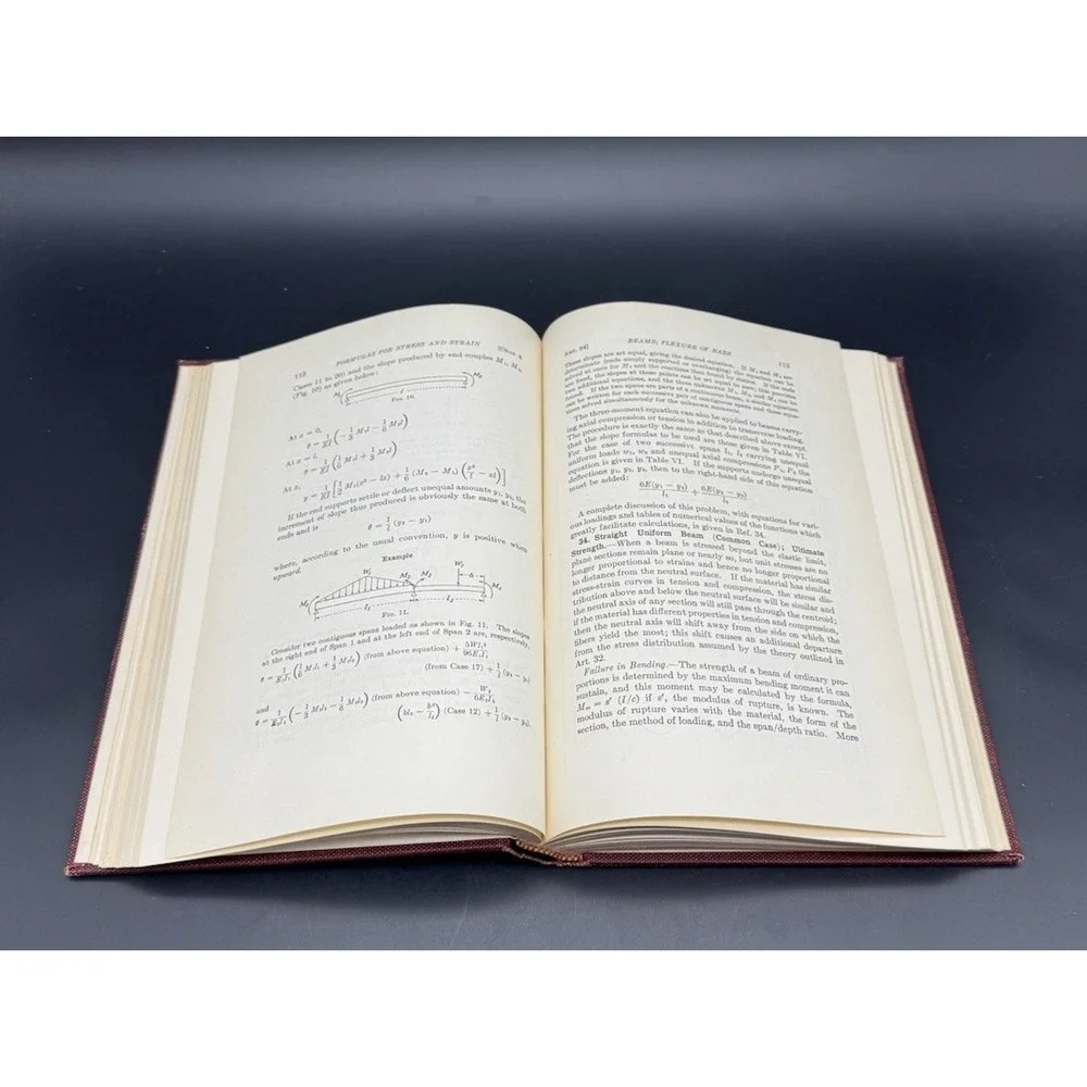 Formulas for Stress and Strain Raymond J Roark 1954 3rd Ed Engineering Hardcover